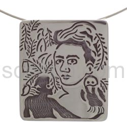 Anh�nger/Brosche Frida Kahlo, rechteckig