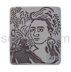 Anh�nger/Brosche Frida Kahlo, rechteckig