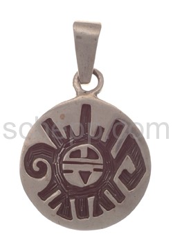 Anh�nger Indianerschmuck, Sonne und Ornament (Hopi-Style), rund