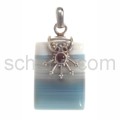 Anh�nger, blauer Achat mit Onyx, rechteckig