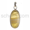 Pendant, yellow agate, oval