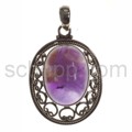 Pendant, amethyst, oval