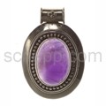 Pendant, amethyst, oval