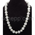 Necklace, rock crystal with silver beads