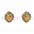 Ear stud, amber, oval