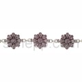 Link bracelet, amethysts, facet cut