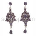 Drop earrings,  amethysts, facet cut