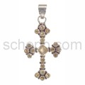Pendant cross, citrines, facet cut