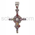 Pendant cross, facet cut garnets, amethysts, peridots and citrin