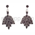Drop earring, facet cut onyx