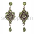 Drop earrings, facet cut peridot, long