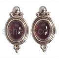 Ear studs, garnet, oval