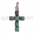 Pendant cross, malachite