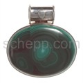 Pendant, malachite, oval