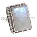 Ring with moonstone, rectangular, large