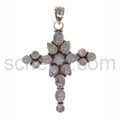 Pendant cross, moonstone, large