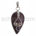Pendant, onyx and lapis lazuli, drop shape