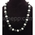 Necklace made of black onyxes and silver beads