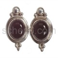 Ear studs, onyx, oval