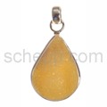 Anh�nger, Quarz-Druse, gelb gef�rbt, Tropfenform