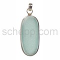 Anh�nger, Quarz-Druse, gr�n gef�rbt, oval