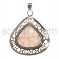 Pendant, rose quartz with extravagant setting