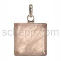 Pendant, rose quartz, square