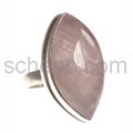 Ring with large rose quartz, navette shape