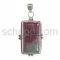 Pendant, ruby zoisite, rectangular
