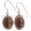 Drop earrings, tiger\'s eye, oval