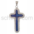 Pendant, cross made of blue Murano glass