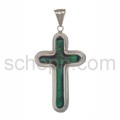 Pendant, cross made of green Murano glass