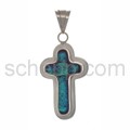 Pendant, cross made of turquoise Murano glass