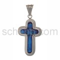 Pendant, cross made of blue Murano glass