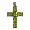 Pendant, cross with light green Zirconia