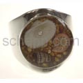 Ring with genuine shells in synthetic resin, round