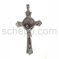 Pendant, cross with Christ and embossment on the reverse