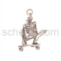 Pendant, skeleton on skateboard