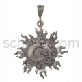 Pendant, sun, moon and stars, large