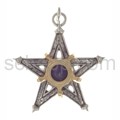 Anh�nger Pentagram, mit Messing und blauer F�llung