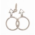 Pendant, two intertwined rings with arrows