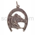 Pendant, horse shoe with horse\'s head