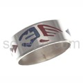 Ring B�rentatze, F�llung in t�rkis und rot (Hopi-Style)