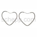 Hoop earrings, heart-shaped, width 3.2 cm,