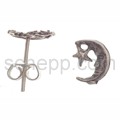 Ear studs, moon with star