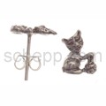 Ear studs, cat with ball