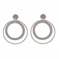 Drop earring/Ear stud with silver rings, large