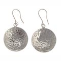 Drop earring with structured surface, round, concave