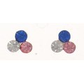 Ear stud with rhinestones, tricolour