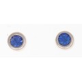 Ear stud with dark blue rhinestone